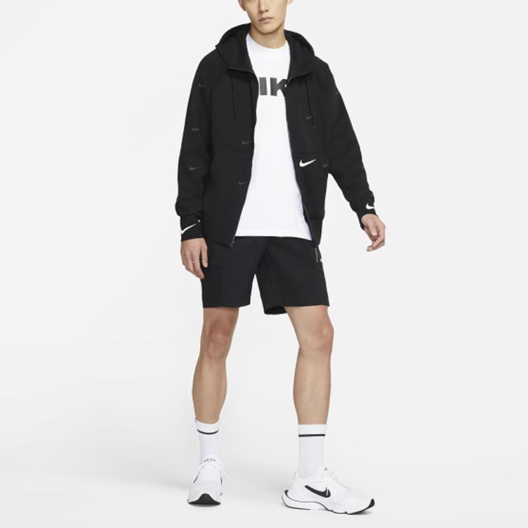 Nike Solid Casual Hooded Logo Jacket Men Outerwear Black DA0083-010