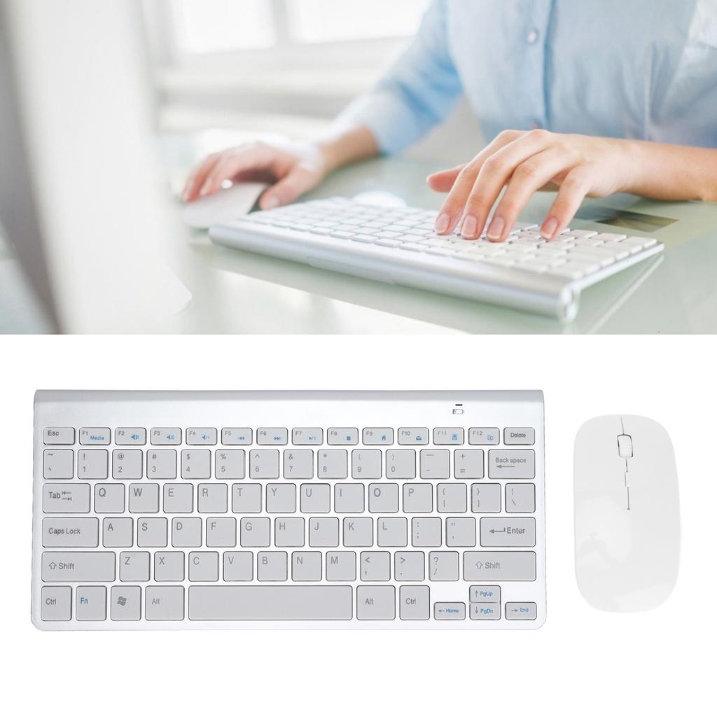 Keyboard Mouse Combo Wireless 2.4G USB Ultraslim Portable Ergonomic Wearproof Keyboard and Mouse for Notebook Computer