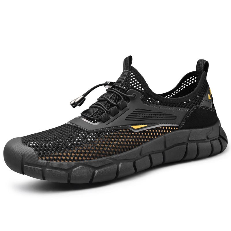 

Sneakers men s 2025 new summer breathable mesh shoes men s versatile one-pedal non-slip soft-soled outdoor casual shoes Leather shoe size (one size larger than sneakers) чёрный