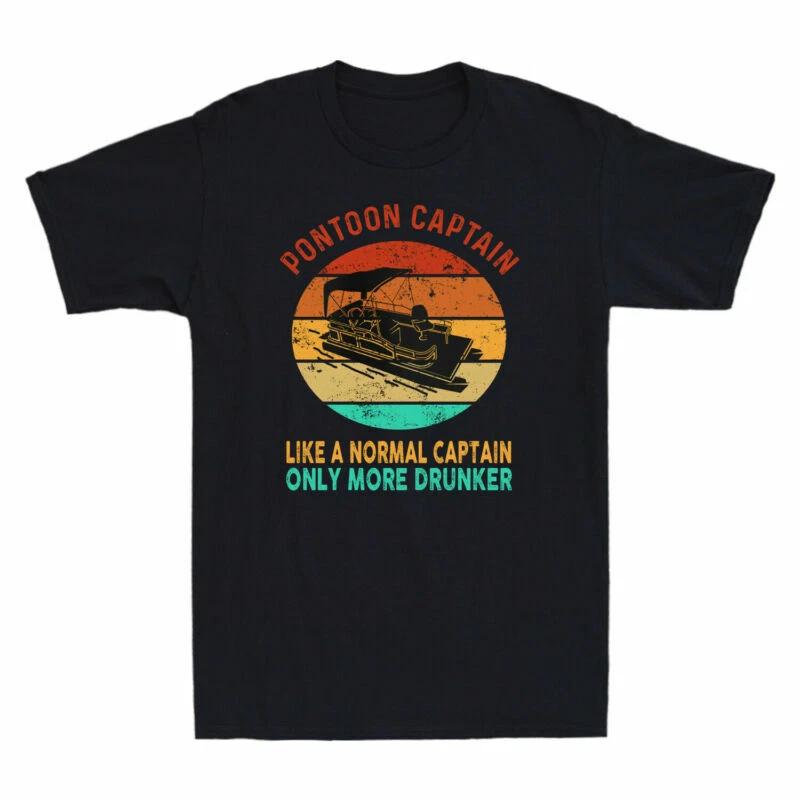 Pontoon Captain Like A regular Captain Only More Drunker Retro T-shirt Black Tee XXXXL