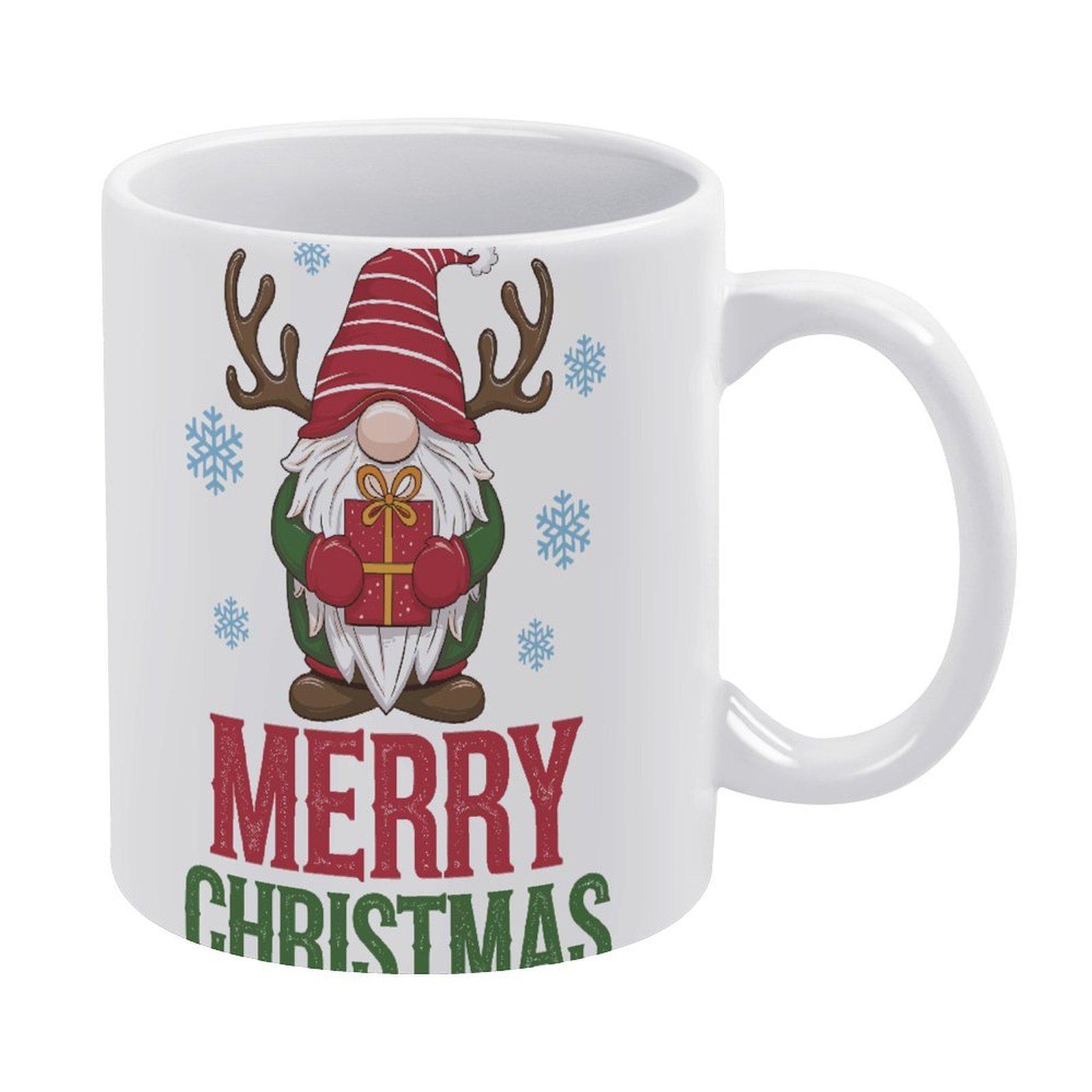 

11oz White Ceramic Drinking Cup with Double-Sided Print, Glossy Finish and Comfortable Grip, Great for Daily Coffee and Tea Breaks белый