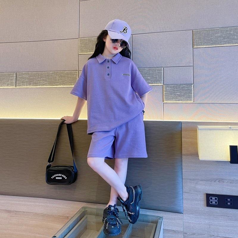 Teenager Girls Children's Clothes Short Sleeve + Pant Two Piece Set Outfit for Sporty Outdoor Clothes for Children Summer