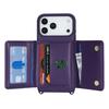 For iPhone 17 Pro Max Case with Lanyard/Mirror/Card Holder Grids Pattern RFID Blocking Phone Cover