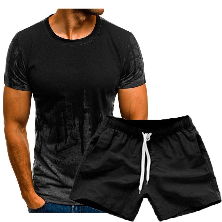 

Men s Summer Fitness Graphic T-Shirt Set - Lightweight Short Sleeve 4XL темно-серого