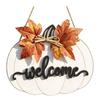 3D Embossed Welcome Text Wooden Pumpkin Sign for Front Door, Rustic Fall Harvest Hanging Pendant with Thanksgiving Party Supplies Letters And