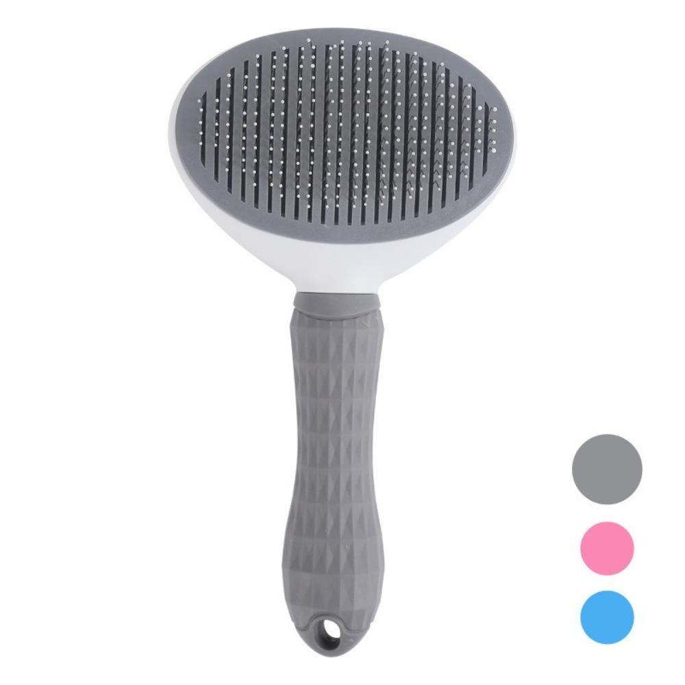 

Non-slip Pet Dog Brush with Cleaning Button Cat Comb New Pet Hair Remover Brush Pet Accessories Soft handle серый