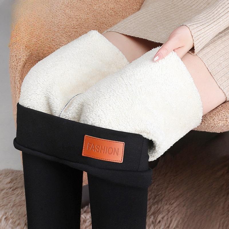 Winter Extra Thick Sherpa Leggings Plus Size Women Pants Fleece Lined Outdoor Wear High Waist Slimming Warm Thermal Pants Women