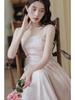 Women's Pink Fairy Mori-Style Sleeveless Long Camisole Dress for Summer Beach Vacation