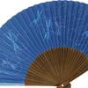 painted made in with carved karaki pearlescent dragonfly navy High-quality fan, Japan, wood, scented, background, design, blue.