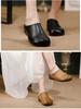 Johnature Retro Soft Soled Women's Slippers Genuine Leather Solid Color Handmade Comfortable Outdoor Slides