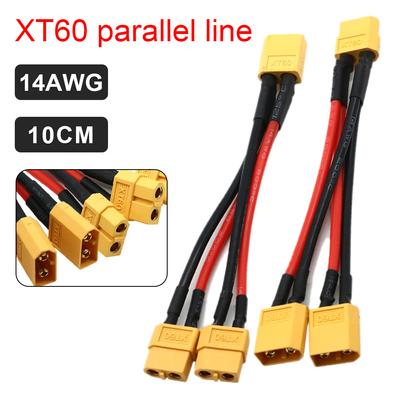 XT60 Male Female Cable Parallel Battery Connector 3-Way 14AWG Silicone Wire Dual Extension Cable Y Splitter for Battery Motor