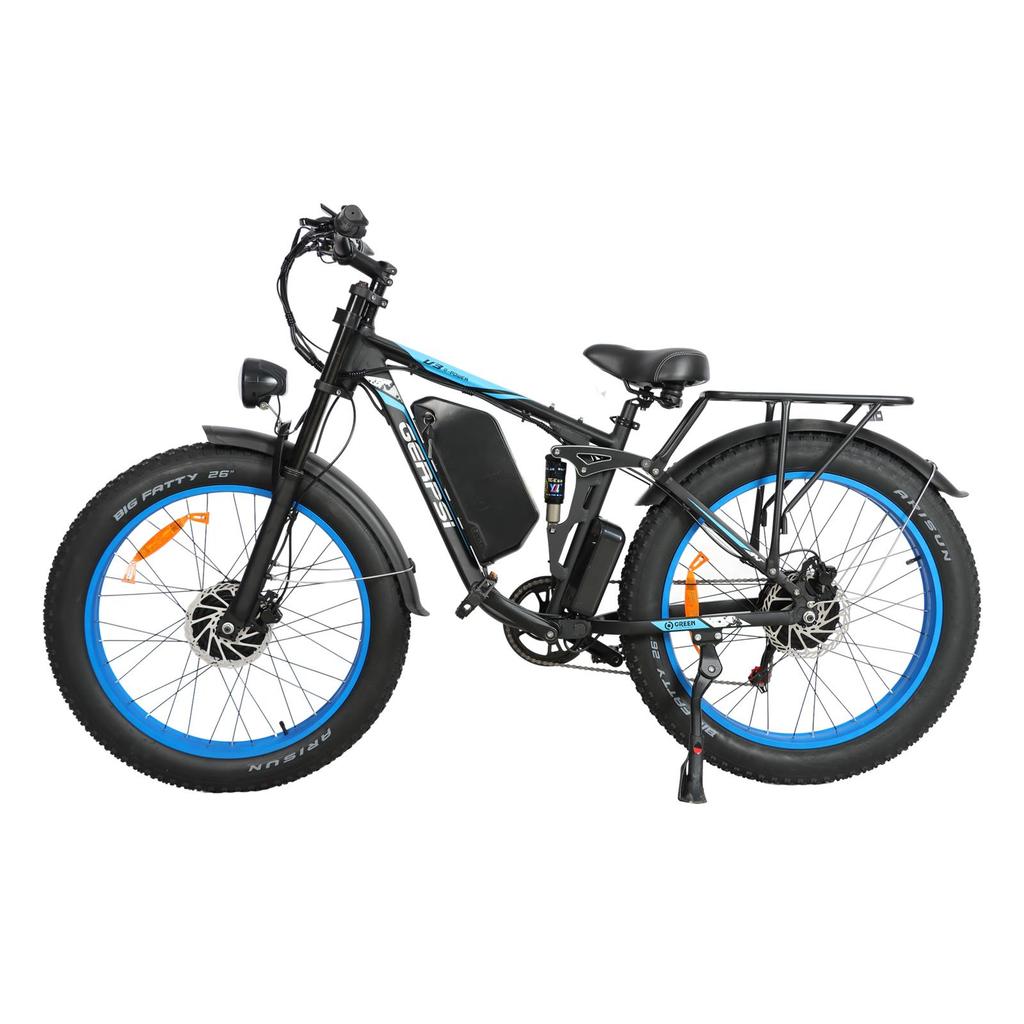 Bicicleta Elétrica de Motor Duplo Baolujie DP-2603-SJ 1500*2 Bateria 52V35AH Pneu Largo Todo-Terreno Aro 26 Bicicleta E-Mountain Bike Para Adulto