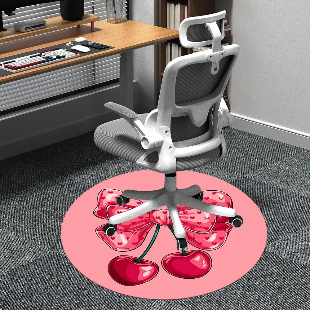 

1pc Cherry Bow Office Round Area Rug, Indoor Mat Suitable ForOffice, Under Office Chairs Bedroom Living Room Home Decor, Room Deco 084 80cm by 80cm