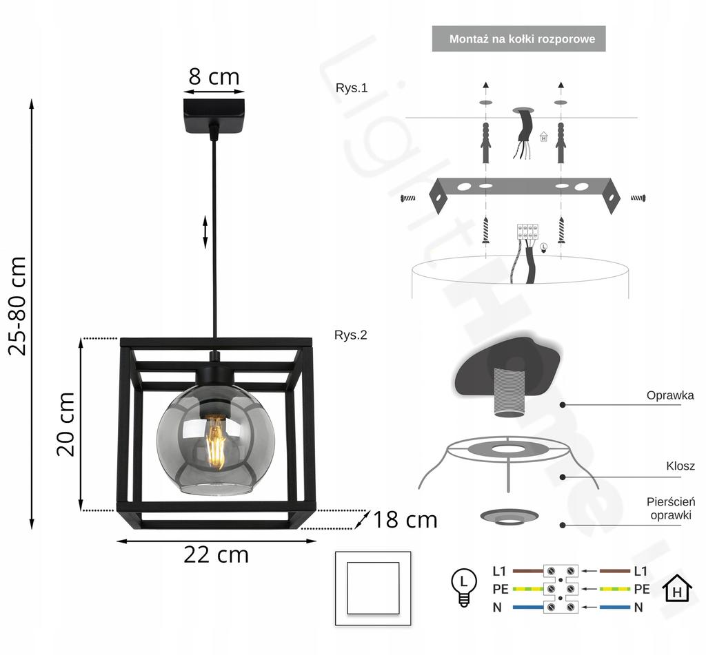 HÄNGELAMPE KÄFIG ELEGANTER GLASBALL