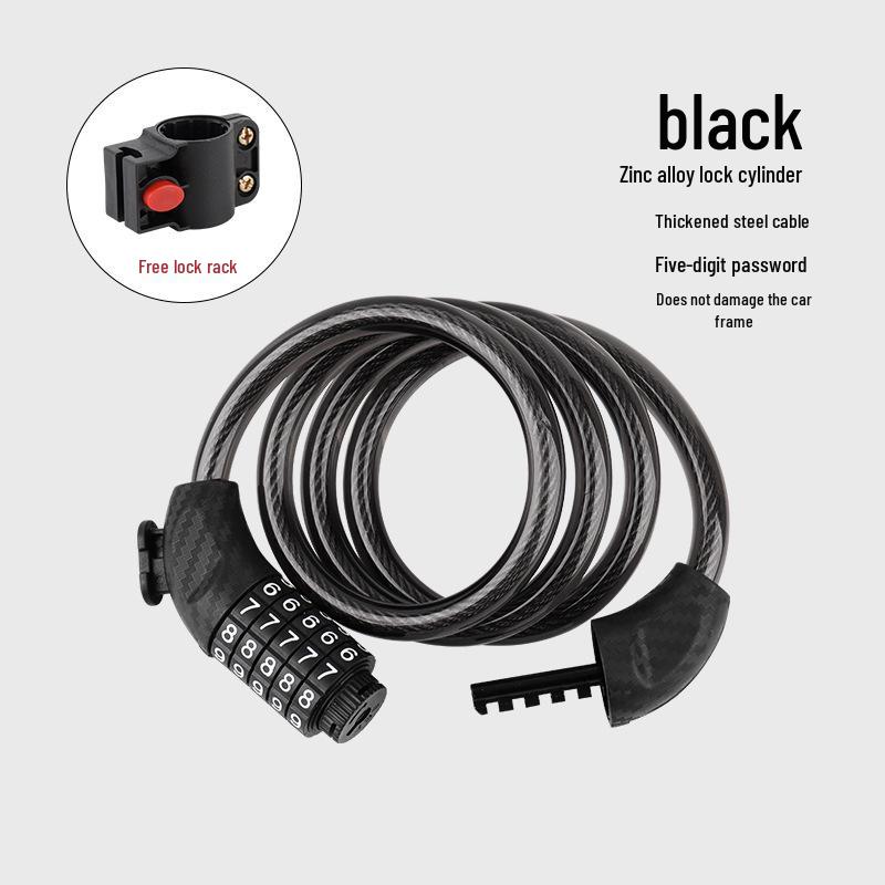 Five-Digit Cross-Border Anti-Theft Bicycle Lock with Thickened Steel Cable and Bracket
