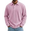 Mens Solid Corduroy Relaxed Fit Long Sleeve Polo Shirt Casual Wear