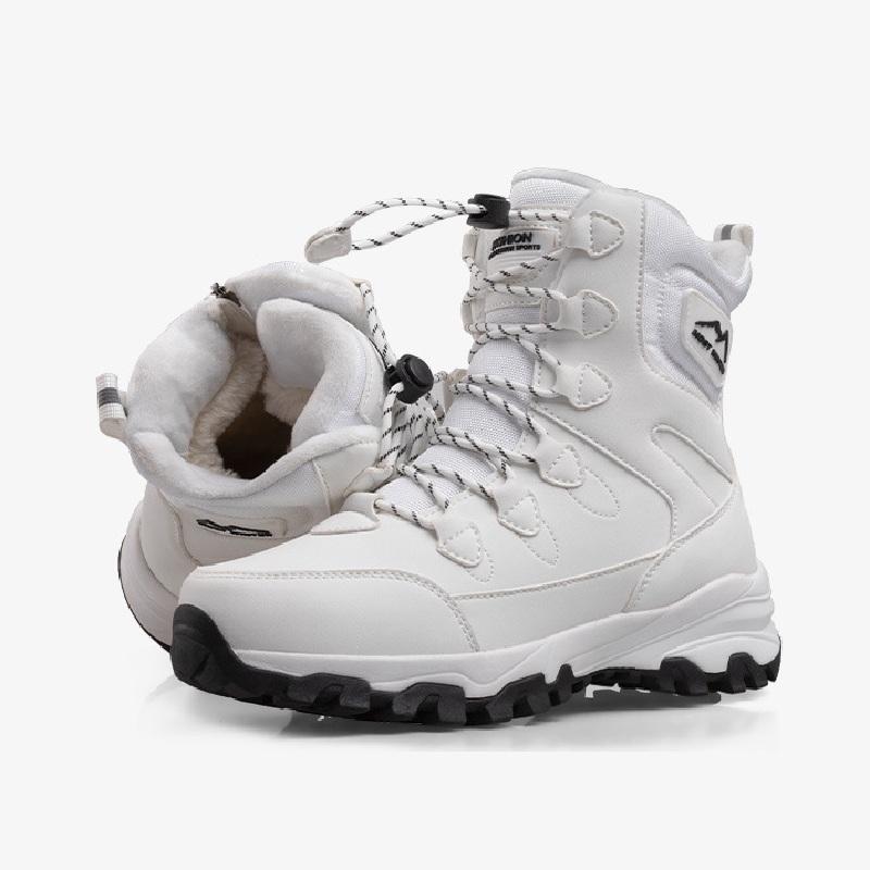 

Мужские и женские зимние ботинки водонепроницаемые, нескользящие, плюшевые, толстые, теплые и холодостойкие, с вращающимися кнопками 39 белый