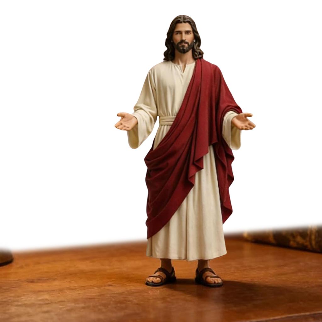 5.12 Inch Jesus Christ Statue with Fabric Robes & Sandals Sacred Heart Jesus Statue Jesus Loves You Figures for Home Decor