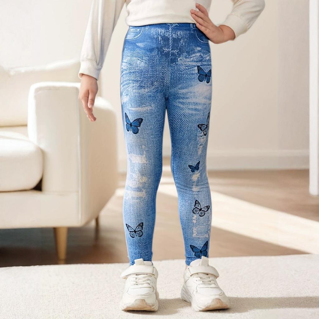 Girls Spring Fall Skinny Fit Leggings - Kids Slim