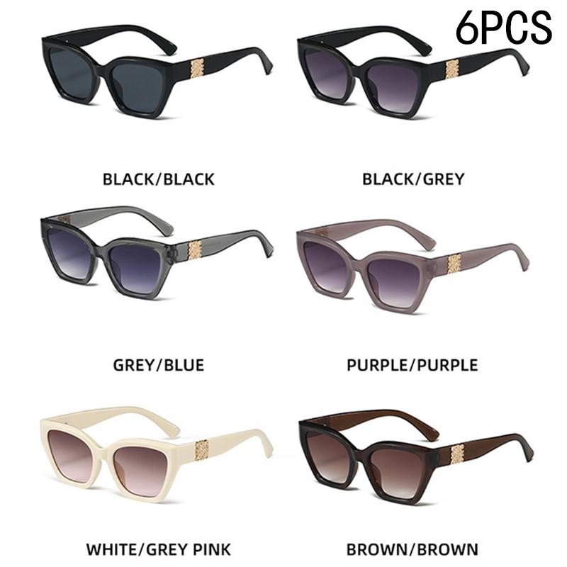 2/6PCS Sunglasses For Women New Retro Cat Eye Sunshade Sun Protection Fashion Street Photography Sunglasses Trend 3198