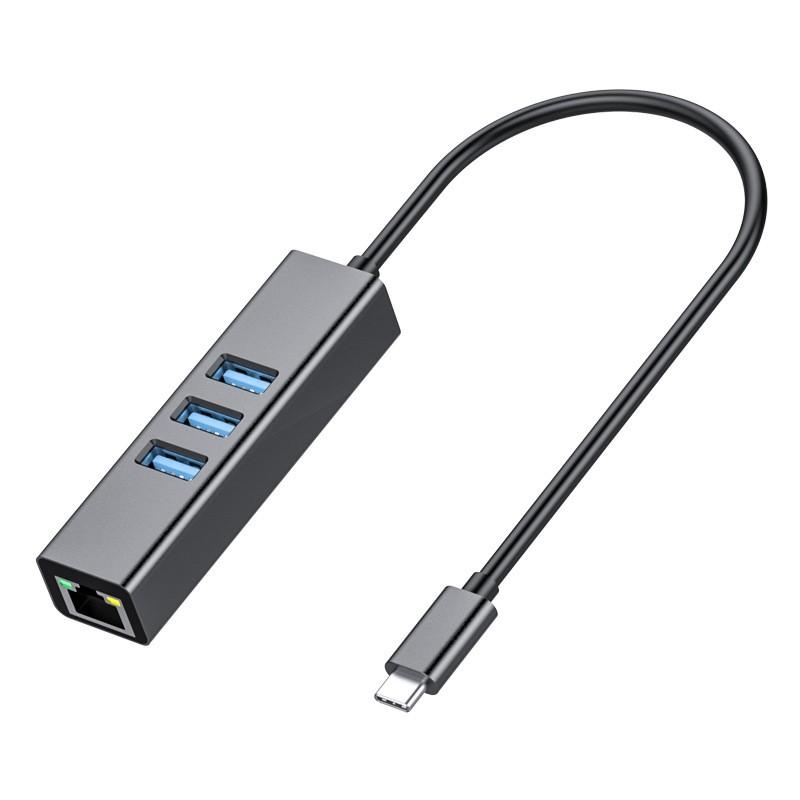 4 in 1 USB C HUB 3 Port USB 3.0 Splitter LAN RJ45 1000Mbps Network Adapter Gigabit Ethernet Hub Extender for PC Mac Windows