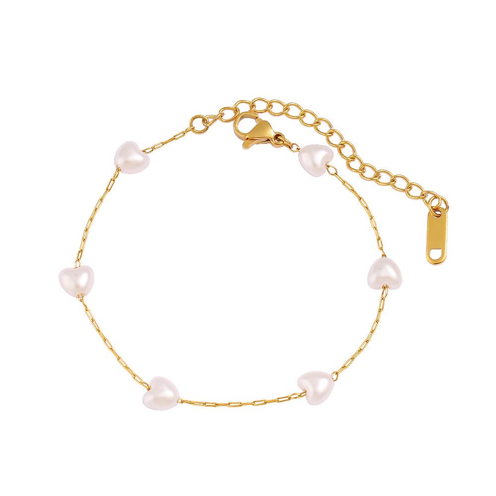 Heart Pearl Bracelet & Necklace Set: Elegant, Niche Design, High-End Choker, Fresh and Sweet Jewelry.