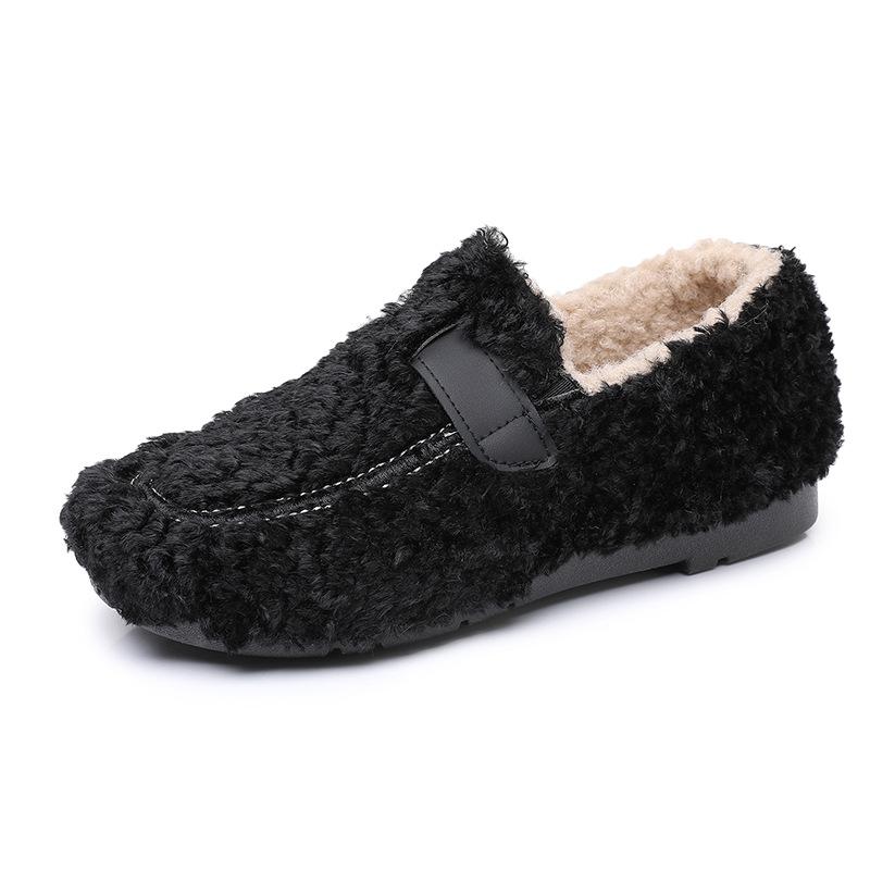 Winter Fleece Loafers Shoes for Women Walking Shoes Casual Warm Indoor Outdoor Sneakers Non-Slip Cozy House Shoes Women's Furry Work Flats Shoes