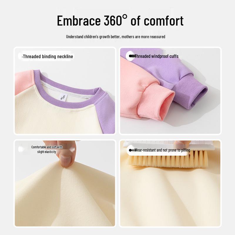 Mädchen Raglanärmel Rundhals Sweatshirt - Modisches Herbst/Winter Freizeit-Oberteil