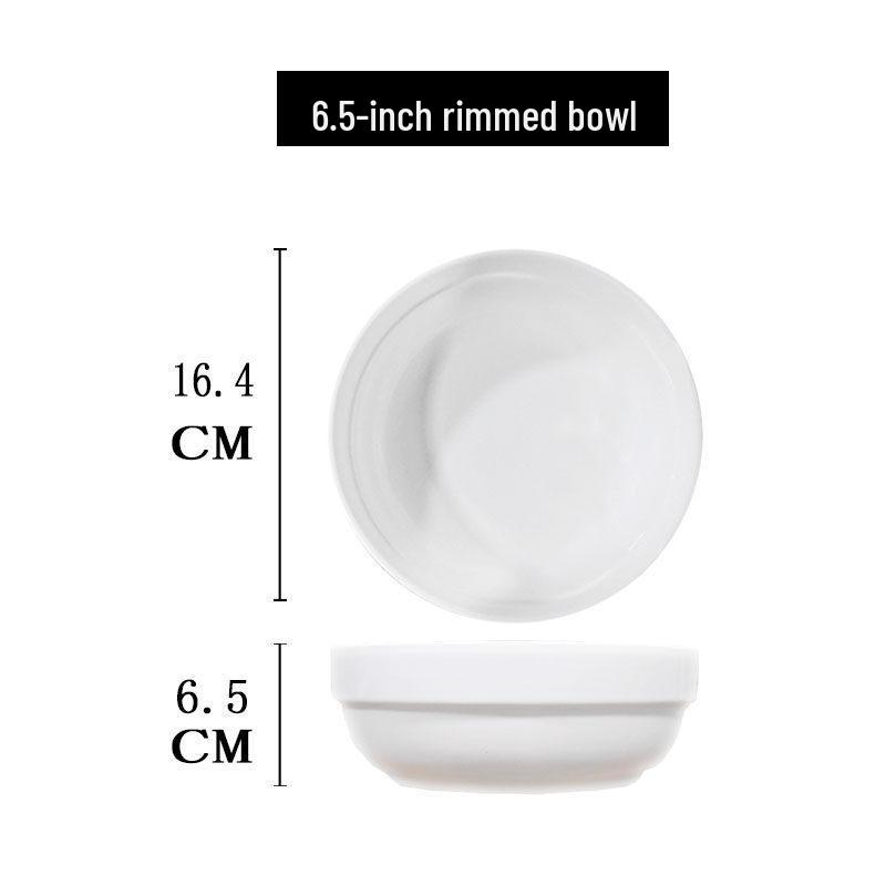 Thickened Ceramic Anti-Scald Noodle Soup Bowl - Pure White, Microwave Safe, Home & Commercial Use, Large Capacity.