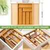 1Pc Adjustable Expandable Bamboo Drawer Organizer, Kitchen Drawer Divider Tray for Cutlery, Silverware and Knives