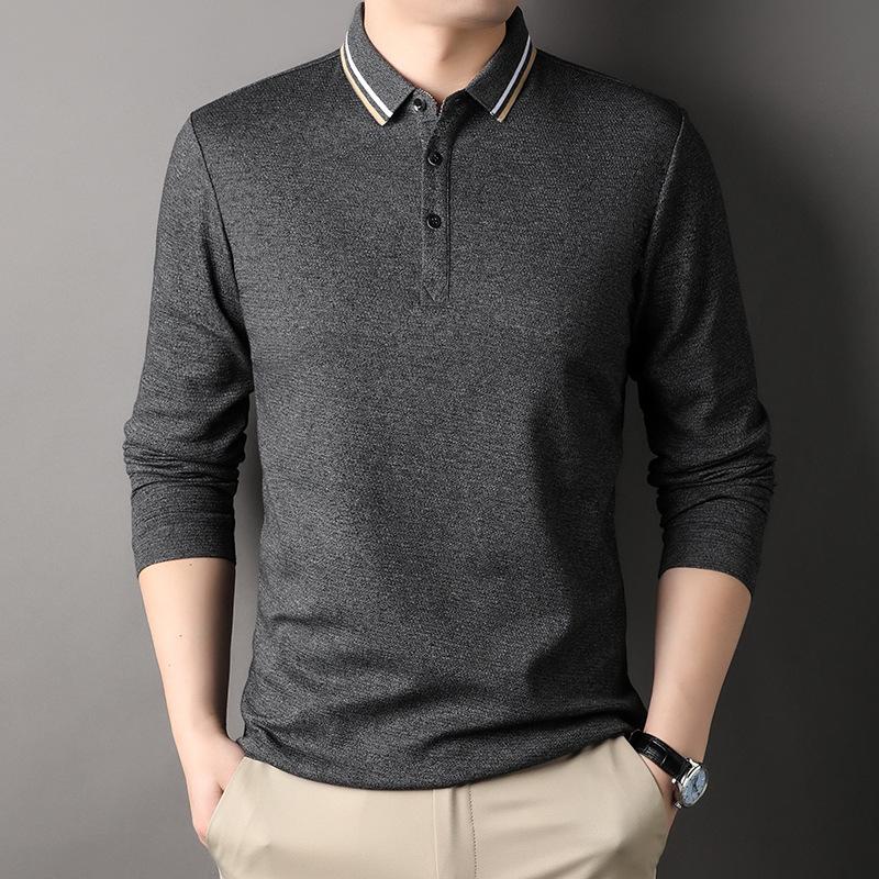 Fashion Men's Long Sleeve T-shirt New Spring and Autumn Middle-aged Polo Shirt Male Leisure Dad Autumn Coat Base Top