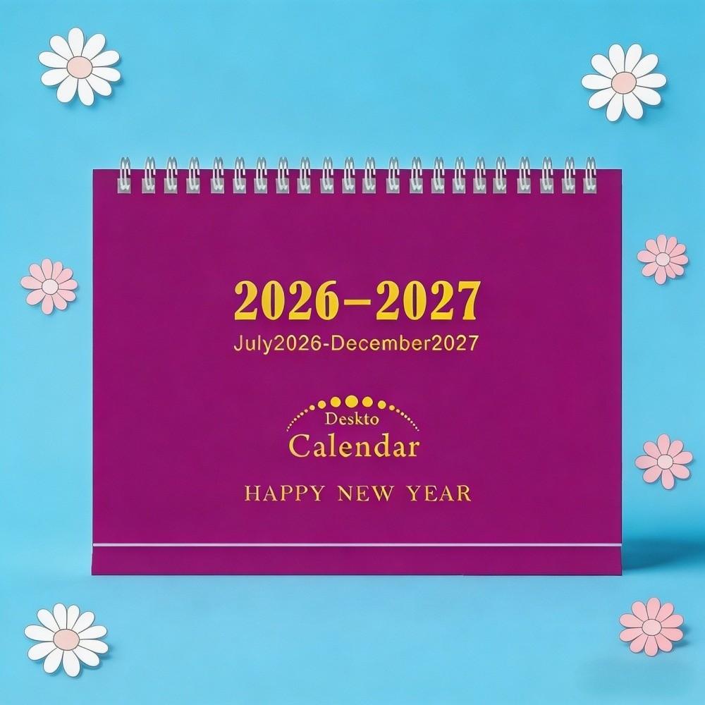 Twin Wire Binding 2026-2027 Desk Calendar Standing Flip Design Monthly Planner Home Office
