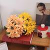 Realistic Artificial Sunflower Bouquet Elegant Plastic Fake Flower Decorative Simulated Sunflower Holiday Party Wedding