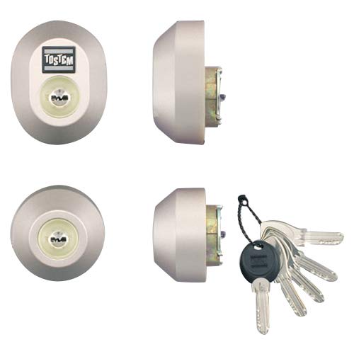 LIXIL TOSTEM Door Lock Set (MIWA DN Cylinder), Oval, Shine Gray, DDZZ3004