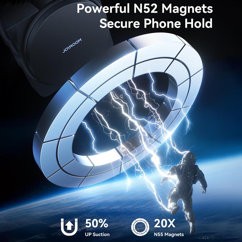 JOYROOM JR-ZS506 15W Auto-Rotating Magnetic Wireless Car Charger Stand Fast Charging Phone Mount