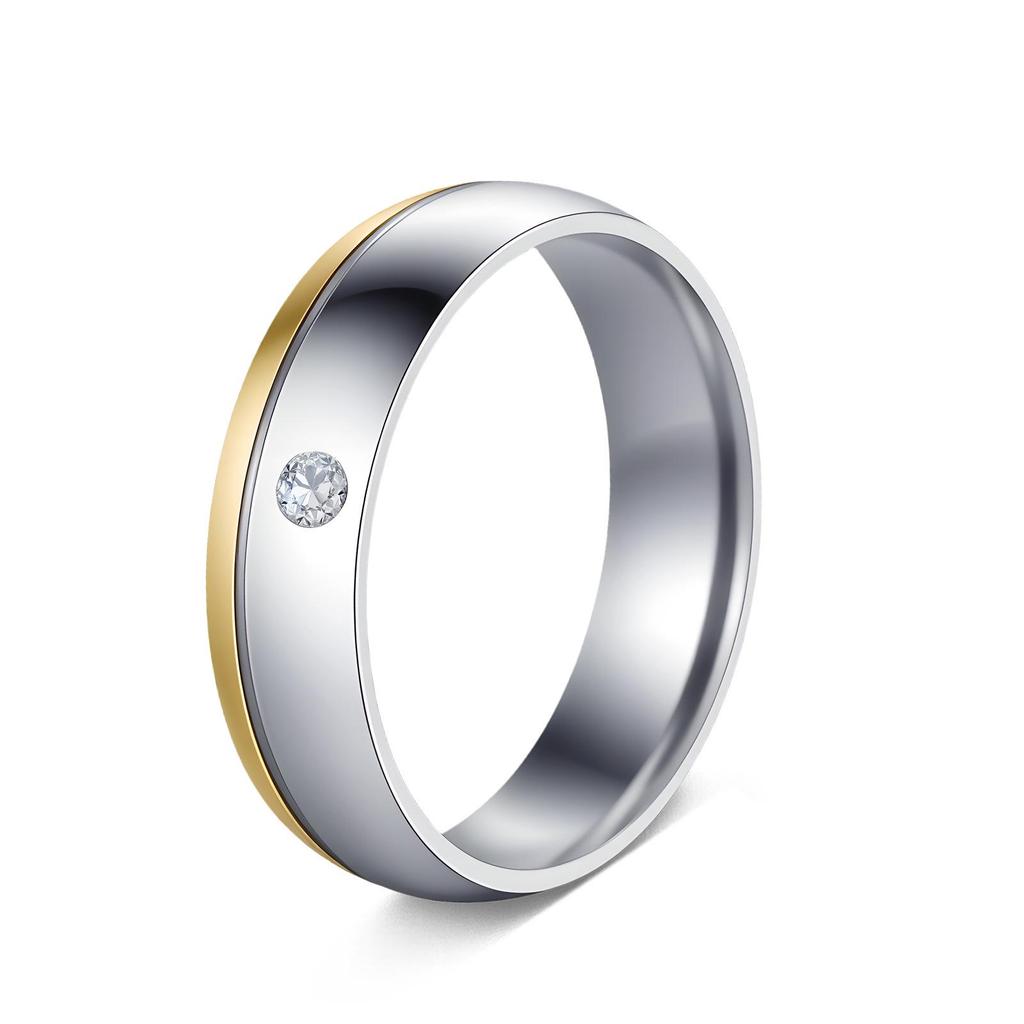 Anillos a juego para pareja japonesa y coreana: Acero Inoxidable con Diamantes Incrustados