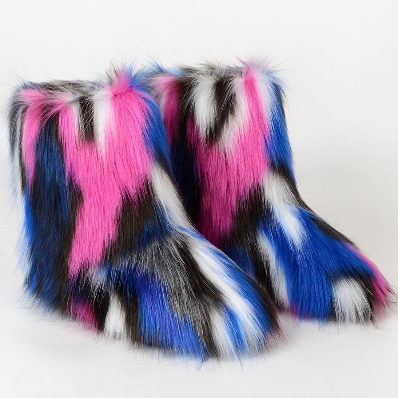 Boots Children's Winter Warm Thickness Non-slip Shibuya Fluffy Boots Medium Tube Personalized Fashion Snow Boots