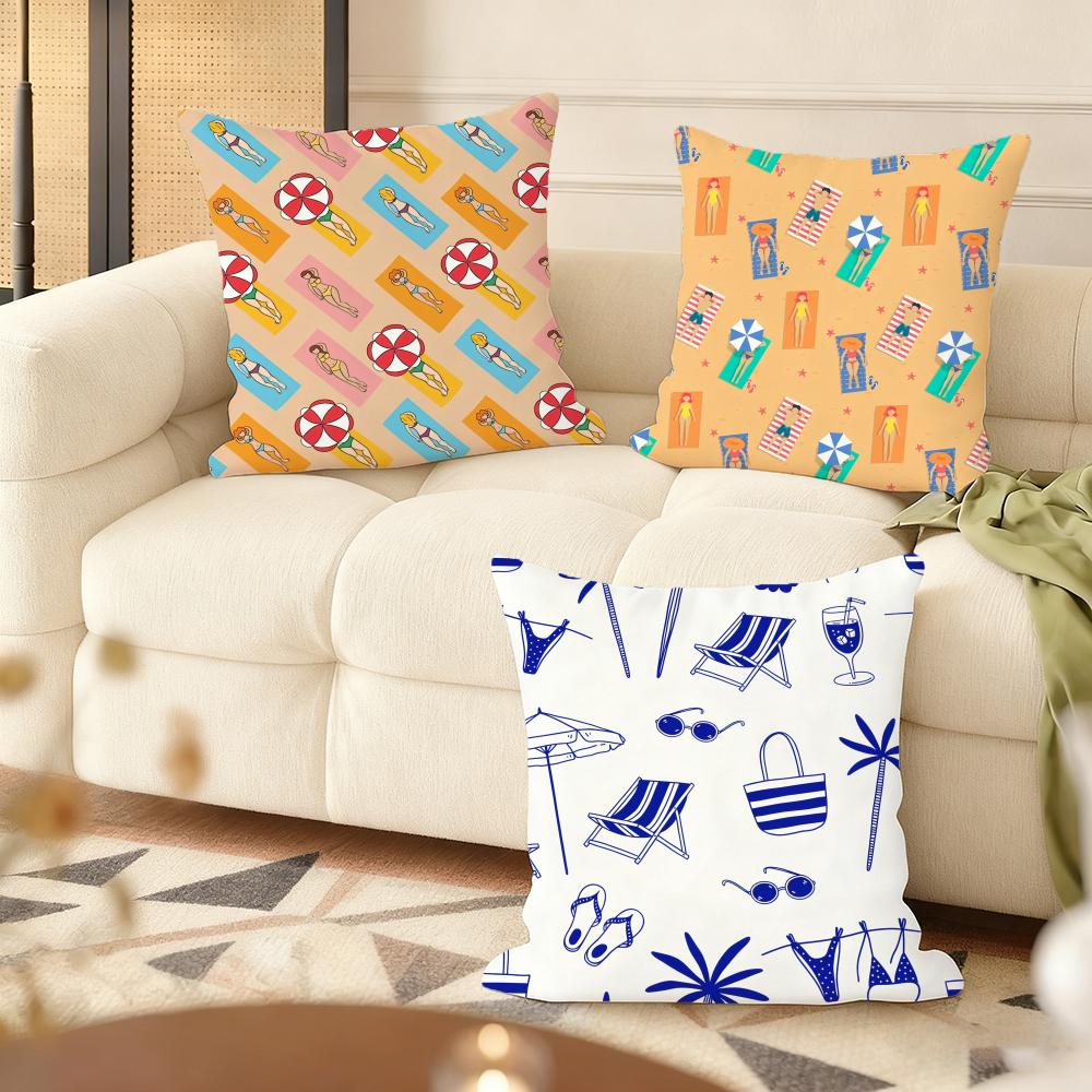 Beach Chair Cushion Cover Soft Short Plush Pillow Cover Smooth Cozy Texture Aesthetic Cushion Case Home Decor