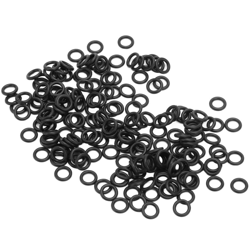 200 st Svarta Gummi O-ringar Slitstarka Flexibla Universella O-ringar för Fiske