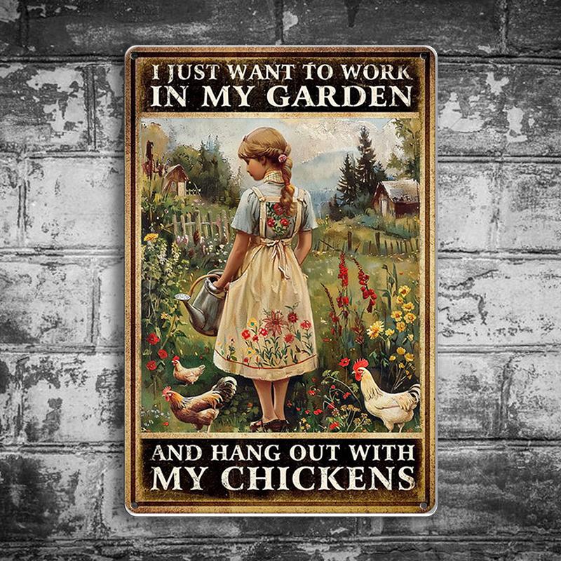 20CM Pastoral Life Artistic Conception Wall Hanging Painting Outdoor Wall Decoration Photography Props Iron Art Old Iron Painting