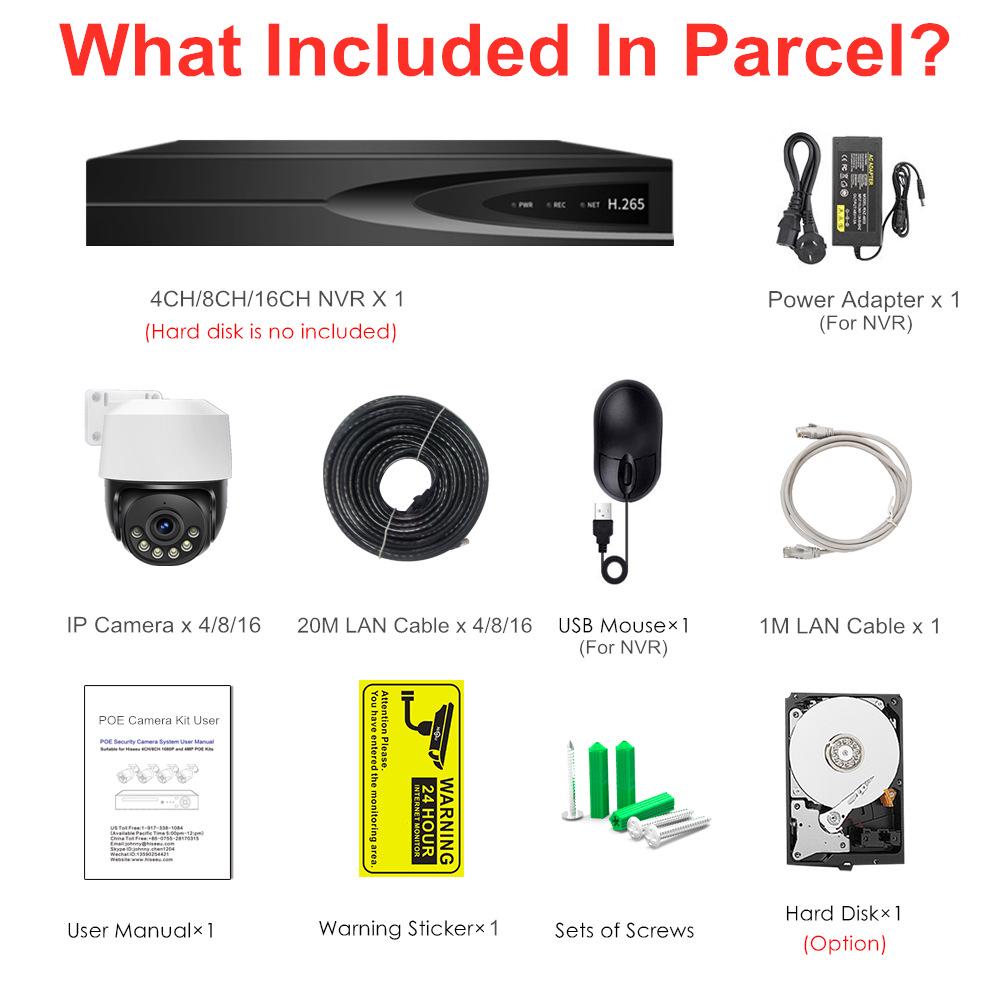 Acarte 4MP PoE PTZ Camera CCTV Kit