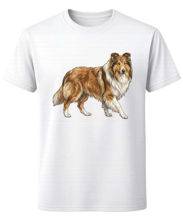 Rough Collie Dog T-Shirt Realistic Collie Breed Pet Lover Graphic Unisex Tee S