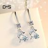 1 Pair Korean Style Hook Earrings Dolphin Design Shiny Rhinestones Drop Earrings Women Mid-length Earrings
