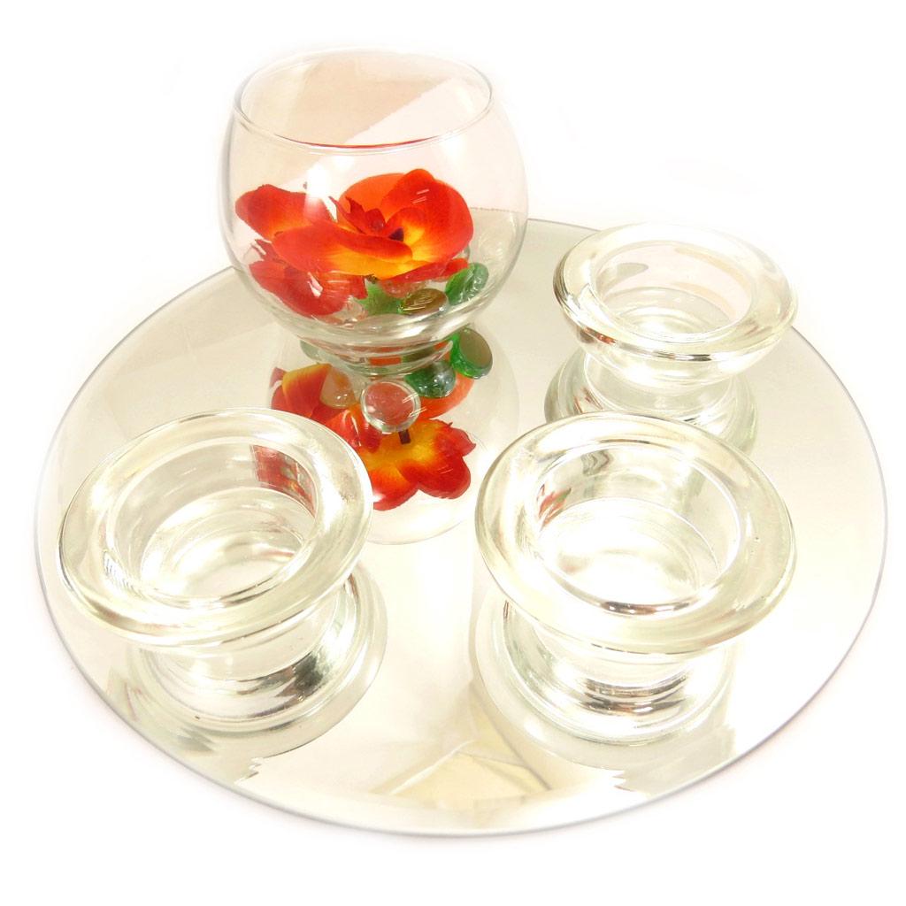 Les Trésors De Lily [L4085] - Floating Candle Tray 'Belle De Soie' Mirror (orange) - 25x9 Cm