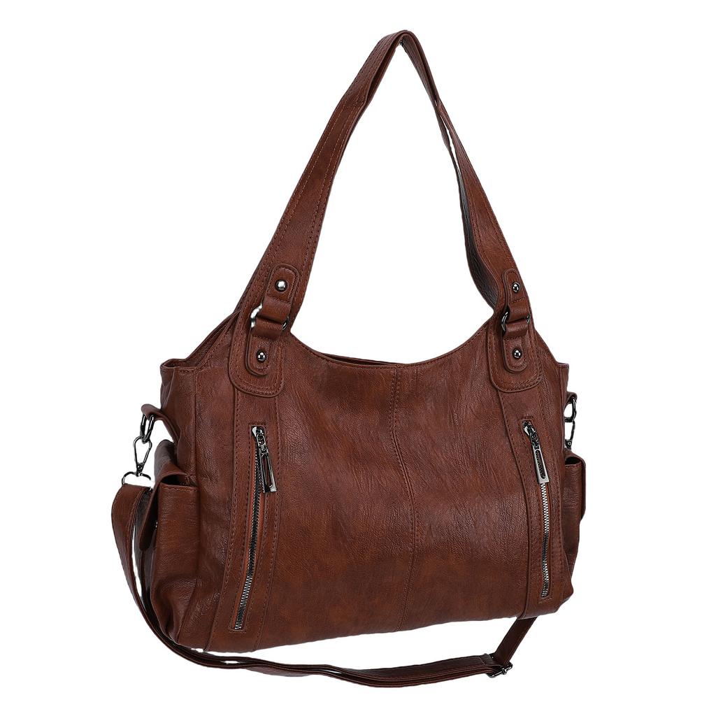 Shoulder Bag Simple Stylish PU Leather   Bag Large Capacity Handbag for Daily Use