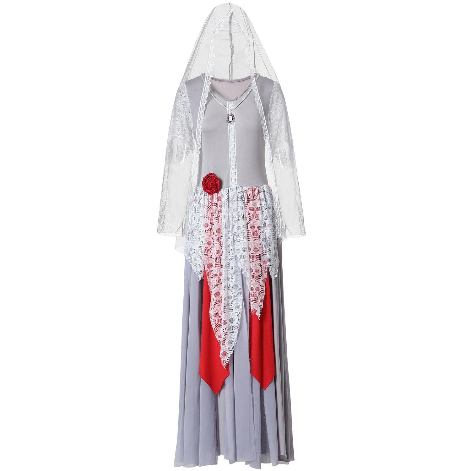 

S-XL новый костюм на Хэллоуин, фата невесты-призрака, невеста-зомби, карнавальная вечеринка косплей кос XL серый