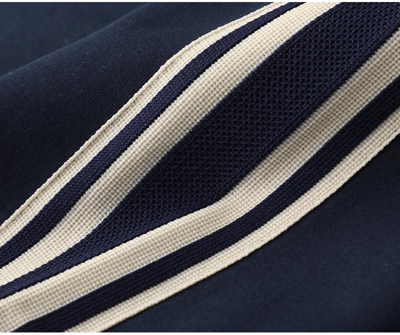 Men's Slim Fit Embroidered Blue Jacket with Side Stripe - Casual & Fashionable Autumn Wear