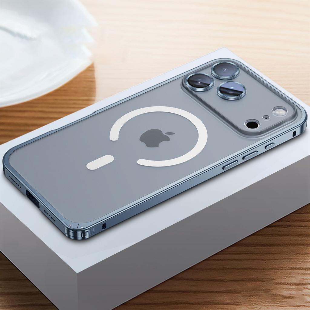 Aluminum Alloy Metal Frame Cover Lens film protection for Iphone 17 Pro Max 16 15 14 13 12 Pro Max Support for Magsafe Charging Case