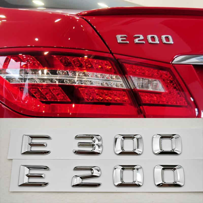 For Mercedes Benz E Class E320 E300 E220 E200 Rear Trunk Badge Emblem Decals Car ABS Chrome Logo Auto Exterior Accessories