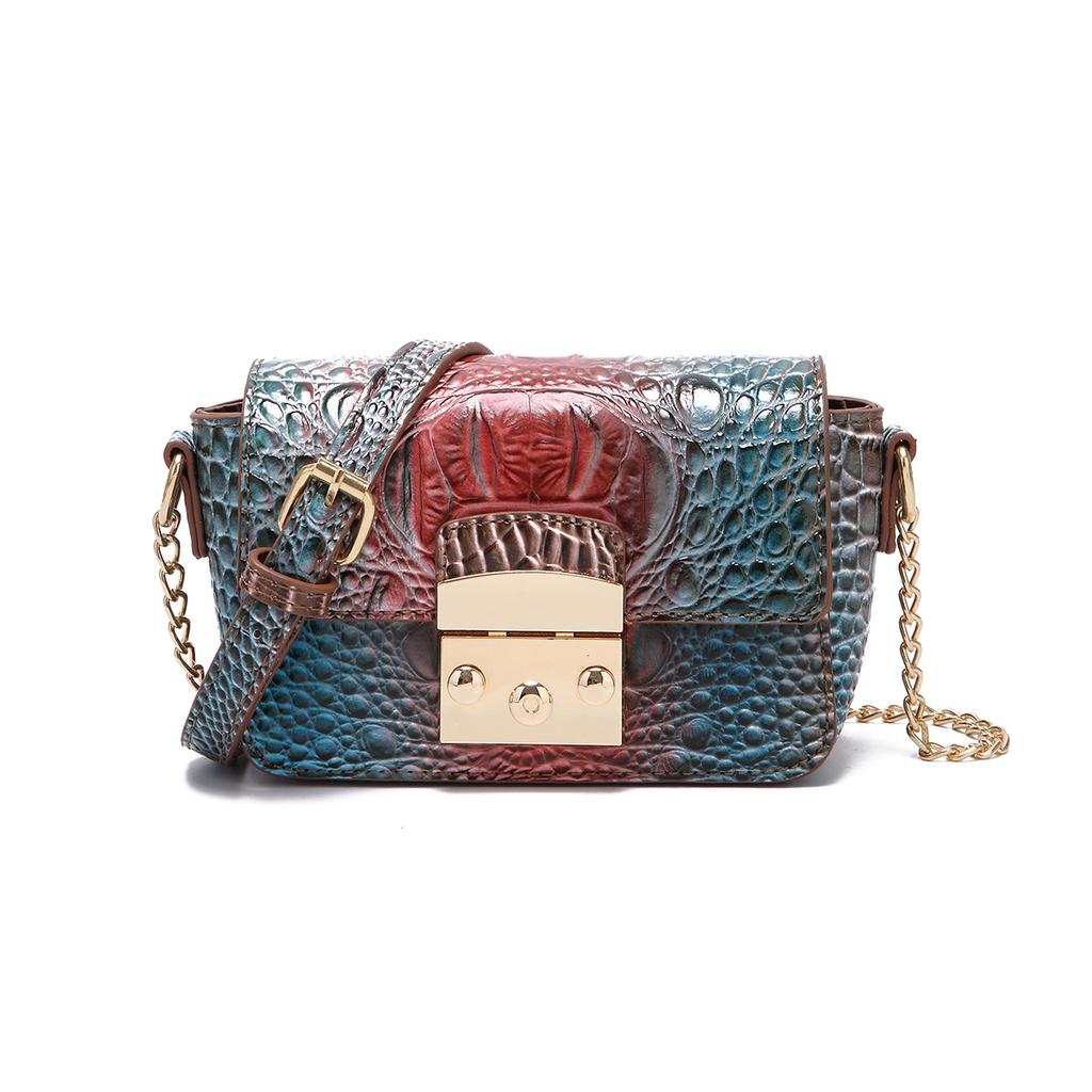 Europäische, Amerikanische, Nahöstliche Crossbody-Einschulter-Retro-Damenhandtasche Mehrfarbig Krokodilmuster Brahmin